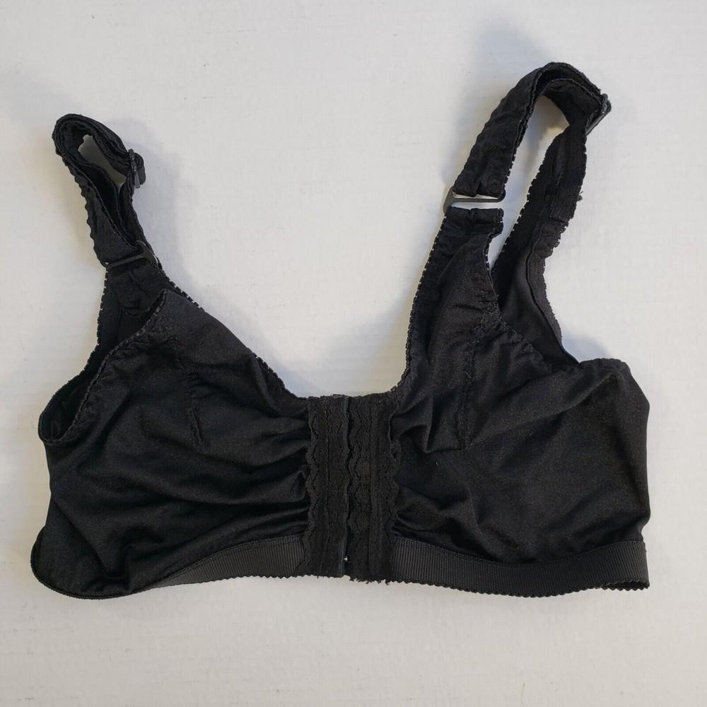 Womens Front Close Wirefree Bra Size 32 Stretch Adjustable Straps Black